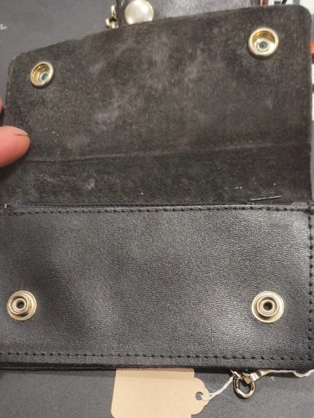 Vintage Harley-Davidson Black Leather Wallet with Red Logo Shield
